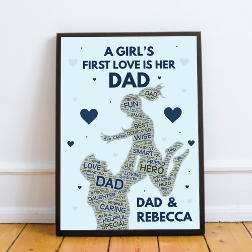Personalised Dad Daddy Step Dad Framed Print Dad Birthday Gift