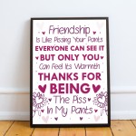 Best Friend Sign Friendship Gift Funny Print Thank You Birthday