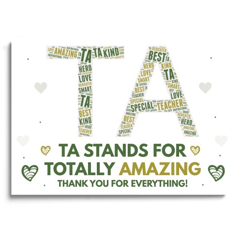 TA Teaching Assistant Gifts Word Art Print Thank You Gifts