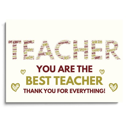 Best Teacher Gift Word Art Print Thank You School Nursery Gift