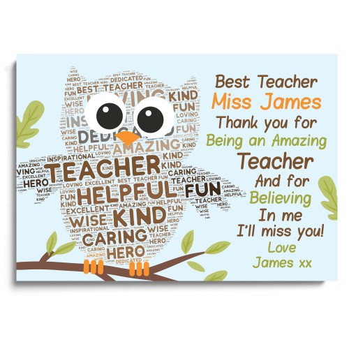 Personalised Teacher And Assistant Gift Word Art Print Thank You