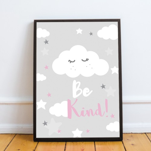 Framed Be Kind Insprirational Nursery Childrens Baby Bedroom 