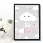 Framed Be Kind Insprirational Nursery Childrens Baby Bedroom 