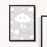 Framed Be Kind Insprirational Nursery Childrens Baby Bedroom 