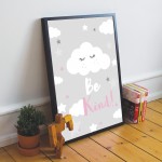 Framed Be Kind Insprirational Nursery Childrens Baby Bedroom 