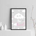 Framed Be Kind Insprirational Nursery Childrens Baby Bedroom 