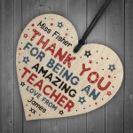 Personalised Amazing Teacher Gift Wooden Heart Thank you