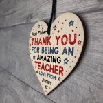 Personalised Amazing Teacher Gift Wooden Heart Thank you