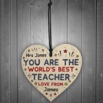 Personalised Best Teacher Gifts Wood Heart Thank you Pre Schoo