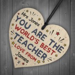 Personalised Best Teacher Gifts Wood Heart Thank you Pre Schoo