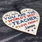 Personalised Best Teacher Gifts Wood Heart Thank you Pre Schoo