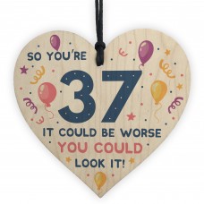 Novelty 37th Birthday Gifts Wood Heart Sign Funny Present