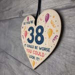 Novelty 38th Birthday Gifts Wood Heart Sign Funny Present