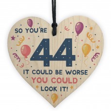 Novelty 44th Birthday Gifts Wood Heart Sign Funny Present