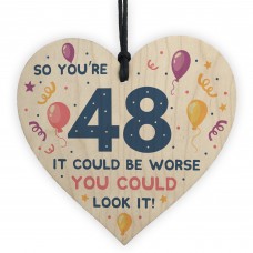 Novelty 48th Birthday Gifts Wood Heart Sign Funny Present