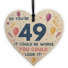 Novelty 49th Birthday Gifts Wood Heart Sign Funny Present