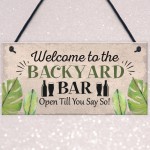 Backyard Bar Garden Plaque Alcohol Man Cave Vintage Shed Sign