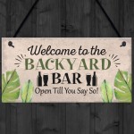 Backyard Bar Garden Plaque Alcohol Man Cave Vintage Shed Sign