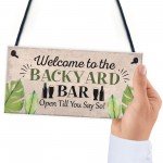 Backyard Bar Garden Plaque Alcohol Man Cave Vintage Shed Sign