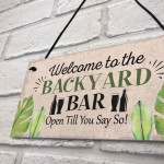 Backyard Bar Garden Plaque Alcohol Man Cave Vintage Shed Sign