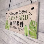 Backyard Bar Garden Plaque Alcohol Man Cave Vintage Shed Sign