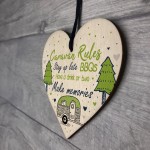 Caravan Rules Novelty Hanging Wooden Heart Caravan Sign Friend