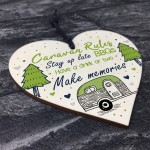 Caravan Rules Novelty Hanging Wooden Heart Caravan Sign Friend