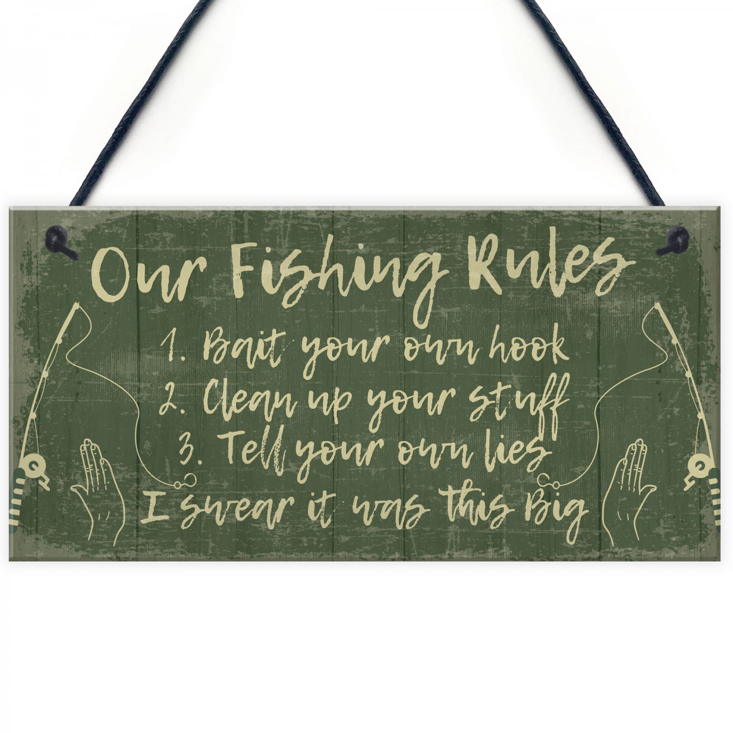 Funny Fishing Gift Fishing Rules Sign Garden Shed Man Cave Sign