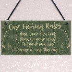 Funny Fishing Gift Fishing Rules Sign Garden Shed Man Cave Sign