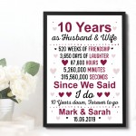 10th Anniversary Gift Personalised 10th Anniversary Husband Wife