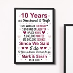 10th Anniversary Gift Personalised 10th Anniversary Husband Wife