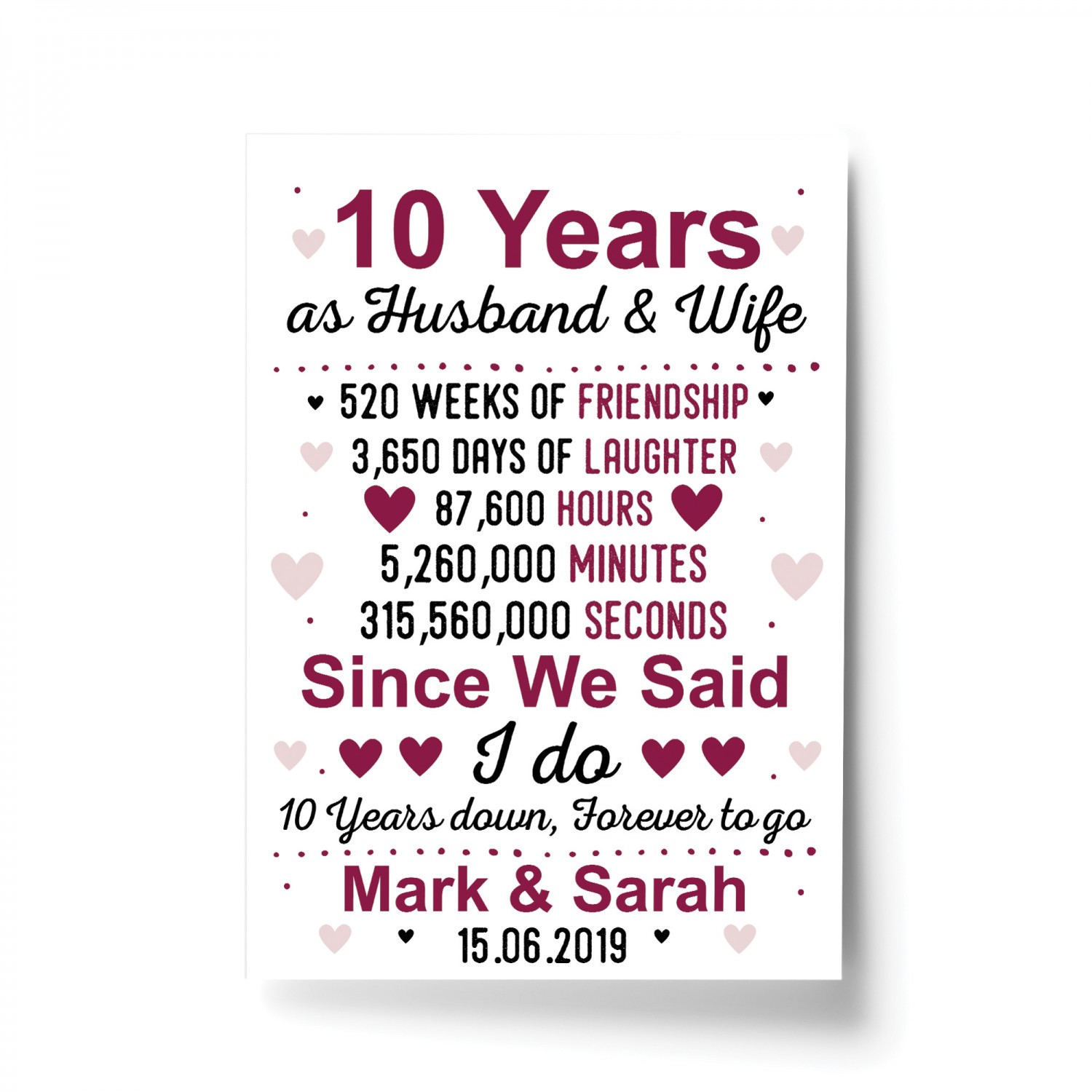 10th wedding anniversary for husband