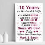 10th Wedding Anniversary Gift Wife Husband Personalised