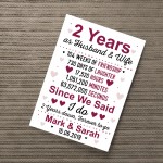 2nd Anniversary Gift Personalised 2nd Wedding Anniversary Gift