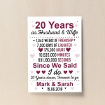 20th Wedding Anniversary Gift Wife Husband Personalised