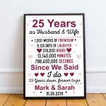 25th Anniversary Gift Personalised 25th Anniversary Husband Wife