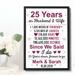 25th Anniversary Gift Personalised 25th Anniversary Husband Wife