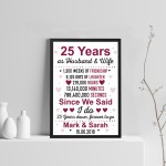 25th Anniversary Gift Personalised 25th Anniversary Husband Wife