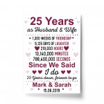 25th Wedding Anniversary Gift Wife Husband Personalised