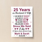 25th Wedding Anniversary Gift Wife Husband Personalised