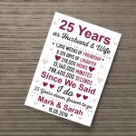 25th Wedding Anniversary Gift Wife Husband Personalised