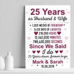 25th Wedding Anniversary Gift Wife Husband Personalised