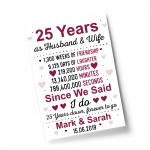 25th Wedding Anniversary Gift Wife Husband Personalised