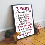 3rd Anniversary Gift Personalised Third Wedding Anniversary Gift