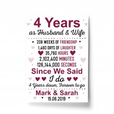 4th Wedding Anniversary Gift Husband Wife Personalised Gifts