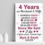 4th Wedding Anniversary Gift Husband Wife Personalised Gifts