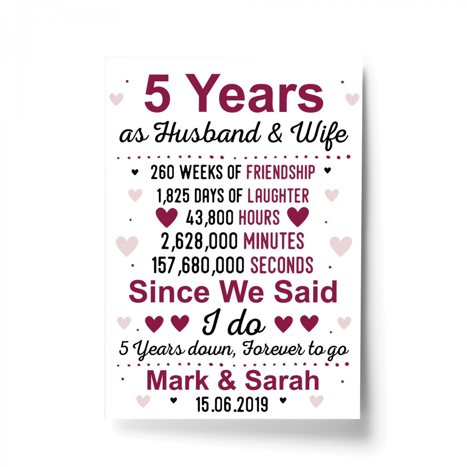 5th wedding anniversary for wife