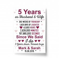5th Wedding Anniversary Gift Wife Husband Personalised Present