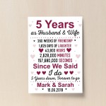5th Wedding Anniversary Gift Wife Husband Personalised Present