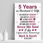 5th Wedding Anniversary Gift Wife Husband Personalised Present